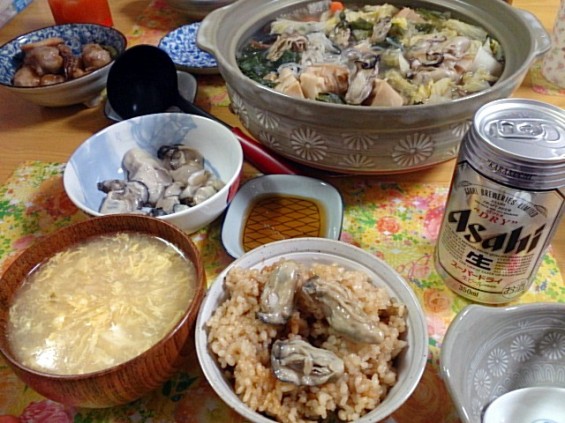 広島産のカキ 鍋と炊き込みご飯 DSC_1454