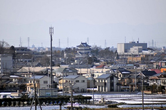 さきたま古墳　石田堤　石田三成陣　丸墓山古墳から見た　見える　忍城　本丸　御三階櫓　天守閣　DSC_0079