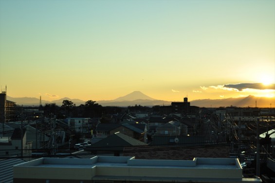 20150110　富士山の夕景と、セスナ飛行機DSC_0014