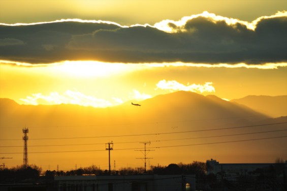 20150110　富士山の夕景と、セスナ飛行機DSC_0016