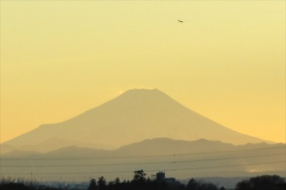 20150110　富士山の夕景と、セスナ飛行機DSC_0014-
