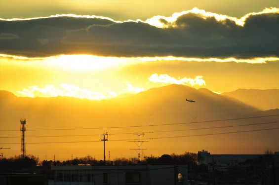 20150110　富士山の夕景と、セスナ飛行機DSC_0018