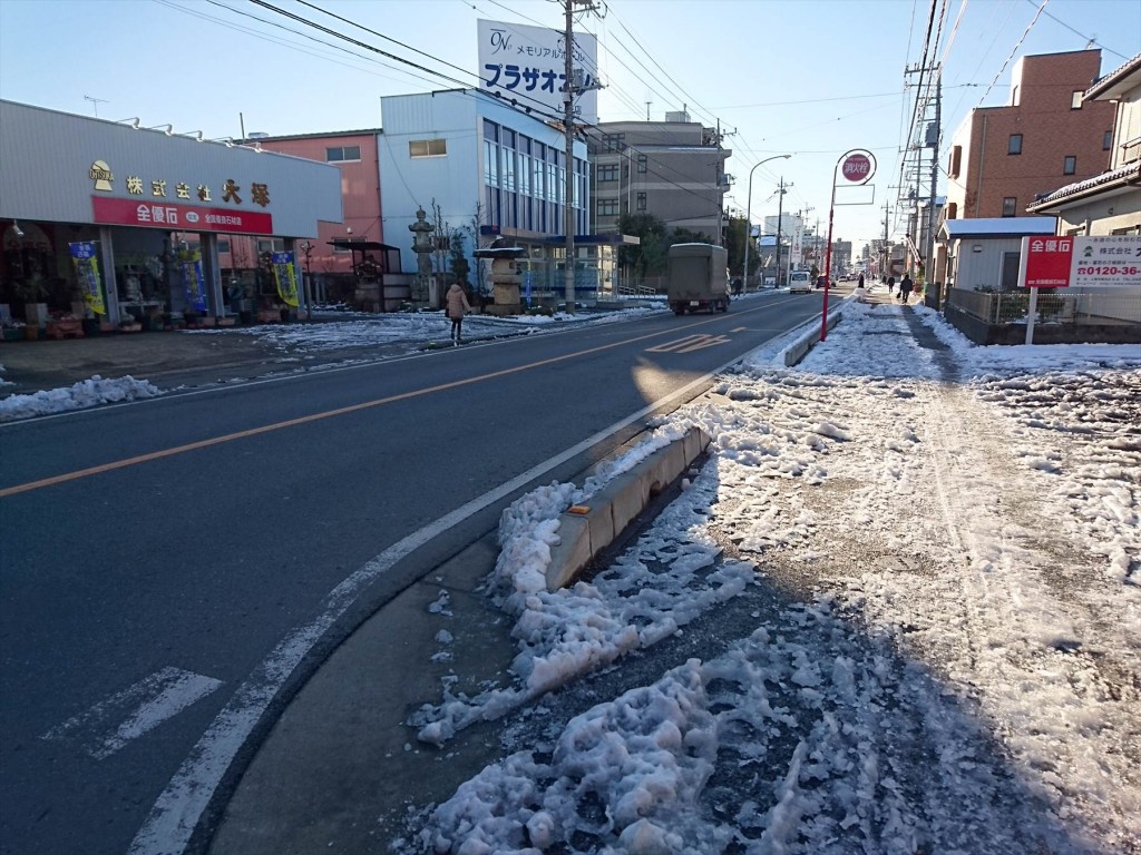 2016年1月19日 大雪の翌日、凍った路面 アイスバーン 凍った雪DSC_0124-